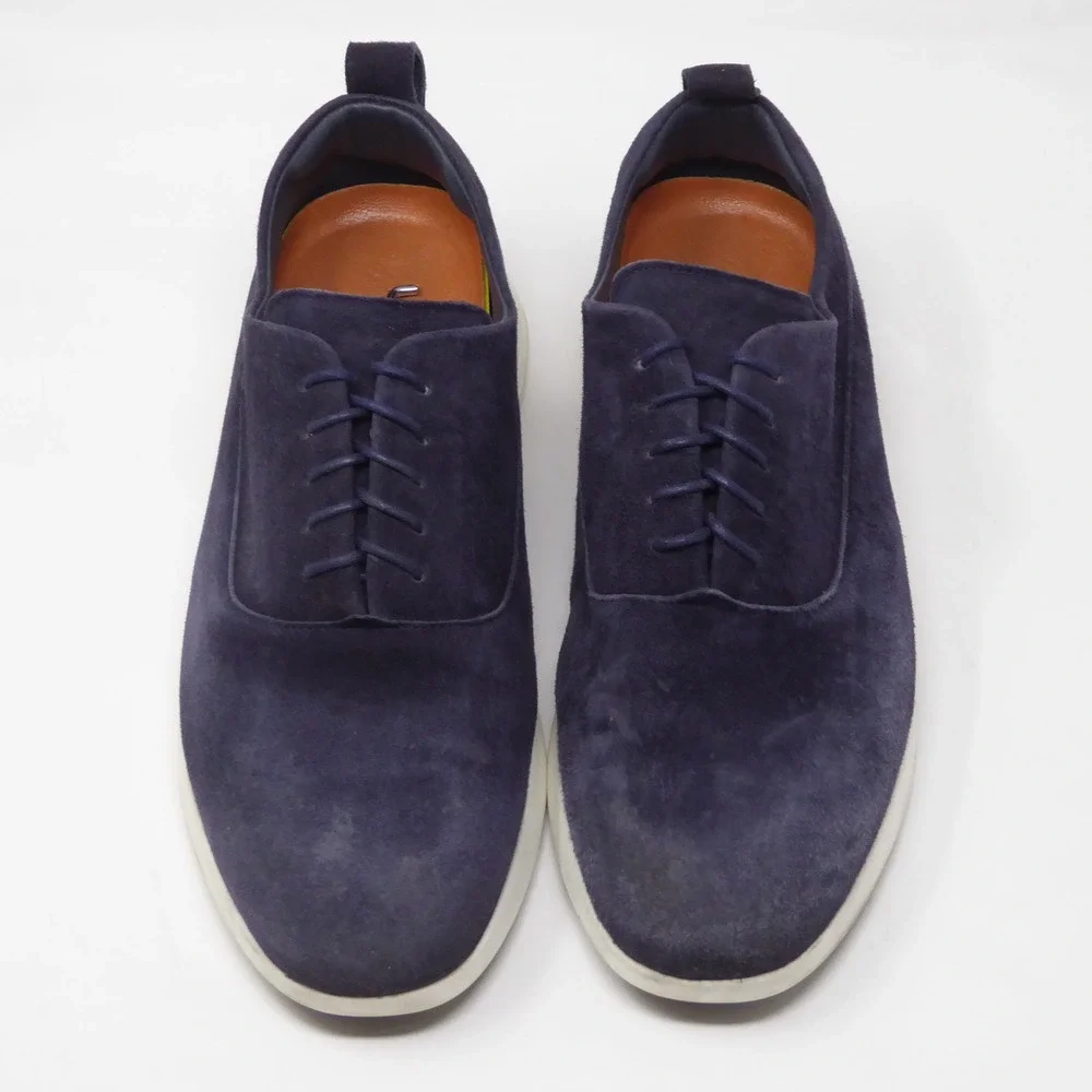 Wolf & Shepherd Mens Crossover Oxford Shoes Navy Suede Lace Up 8